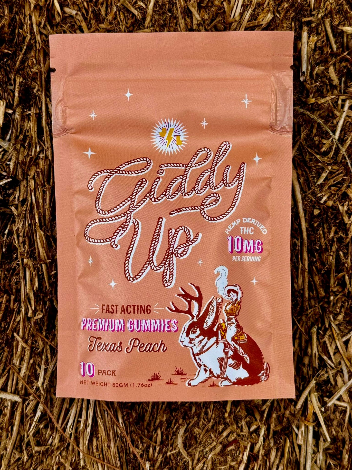 10MG THC Giddy Up Gummies in Texas Peach (10 Servings)